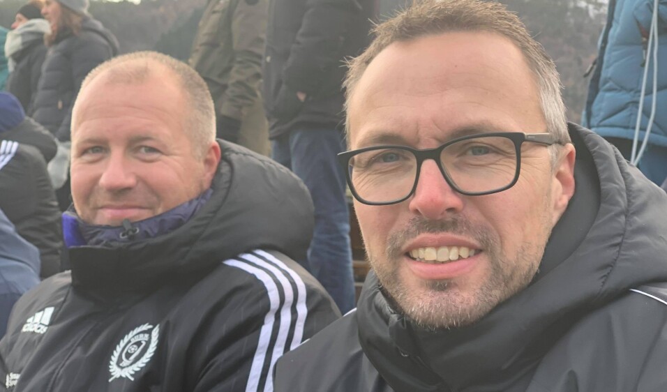 Assistenttrener Sverre Fiske og hovedtrener Kjetil Rønning.
