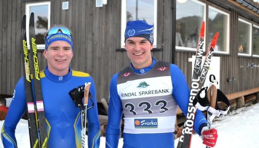 Kristoffer Berset (t.v.) og Jonas Aasbø i forbindelse med Rindalsrennet 2019. Kristoffer Berset (t.v.) og Jonas Aasbø i forbindelse med Rindalsrennet 2019.