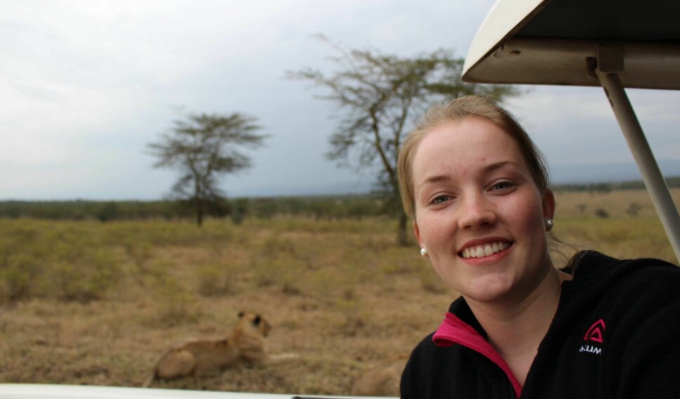 Ingrids datter Mia på safari i Kenya i 2014