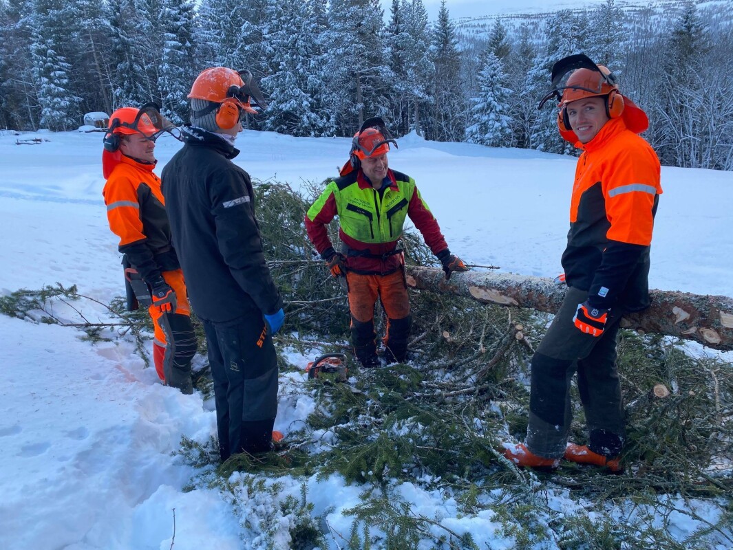 Hogstteknikkurs i Rindal. F.v. Jo Svinsås, Edvin Romundstad, Ingebrigt Landsem og Lars Bakken Røen. Hogstteknikkurs i Rindal. F.v. Jo Svinsås, Edvin Romundstad, Ingebrigt Landsem og Lars Bakken Røen.