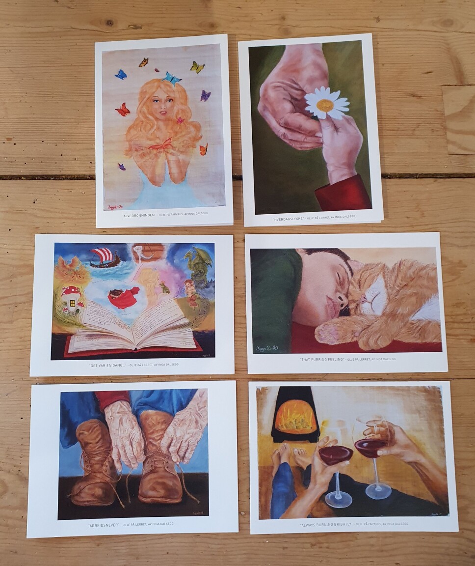 Seks nye kunstkort-motiver hos Inga Dalsegg på Dalalåven.