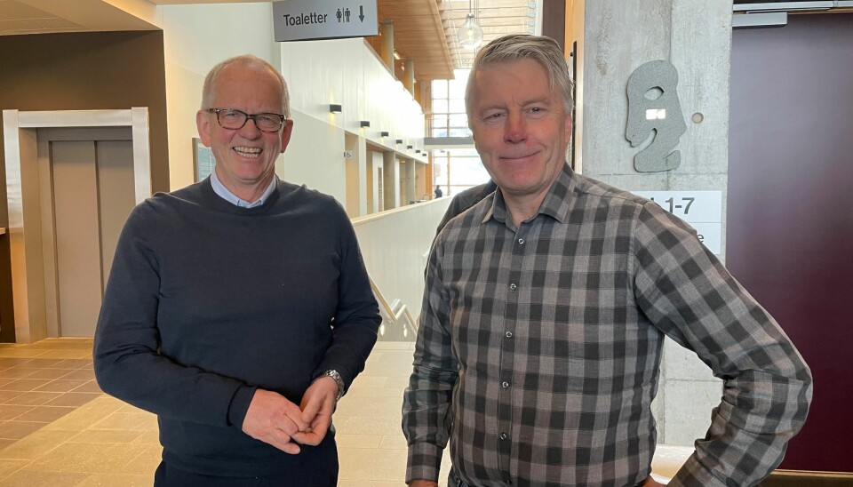 Magne Løfaldli (t.v.) fra Innveno og Per Anders Folladal i Proneo vil opprette og fasilitere to digitale kompetansesentre i Surnadal og Verdal.