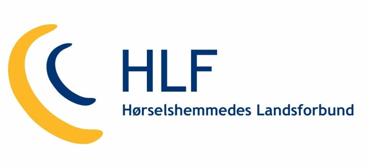 Logoen til Hørselshemmedes Landsforbund.
Den er gul og blå og 2 buer som former ett øre og ved siden av står det HLF