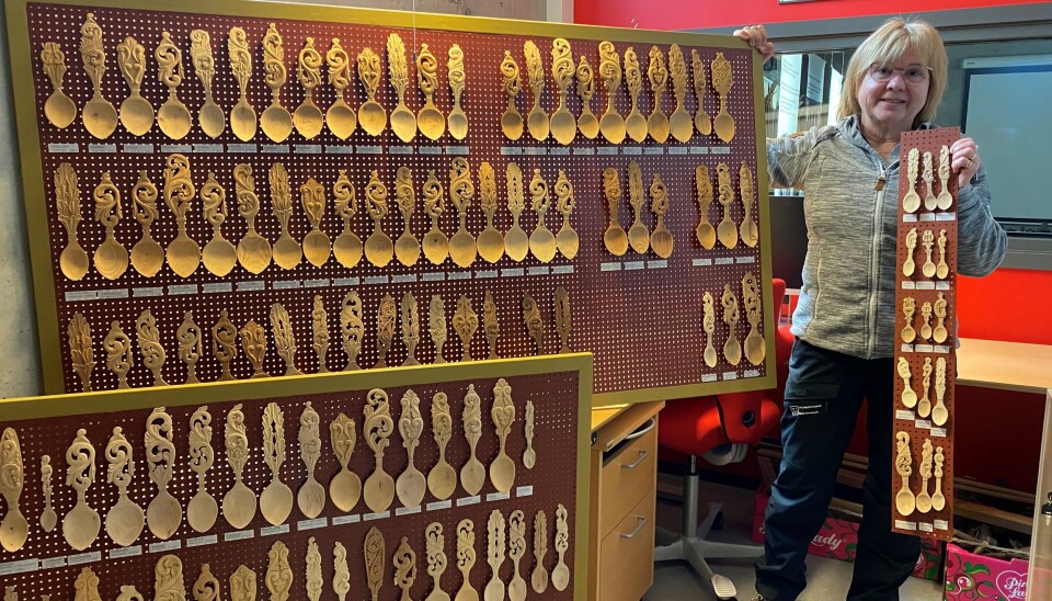 Treskjeene skal stilles ut i kjelleren på skimuseet.