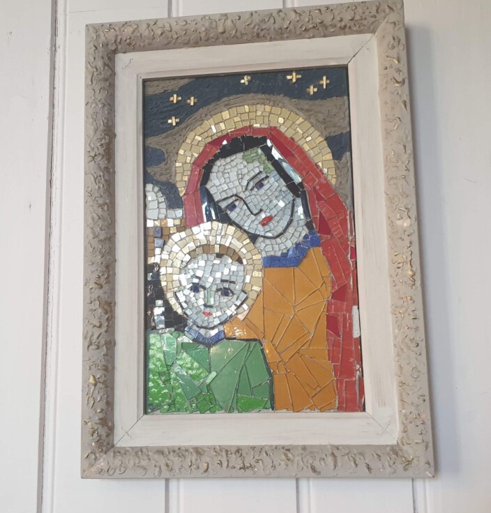 Madonna og barnet i mosaikk Madonna og barnet i mosaikk