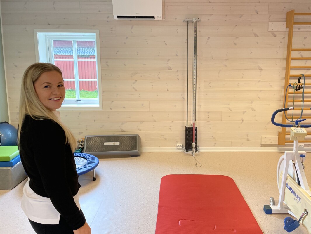 Treningsrommet har vorte lysna opp med ein stor trevegg. Treningsrommet har vorte lysna opp med ein stor trevegg.