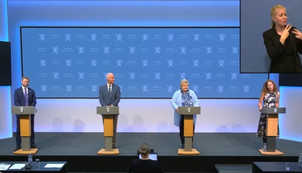 F.v. Bent Høie, Bjørn Guldvog, Erna Solberg og Camilla Stoltenberg.