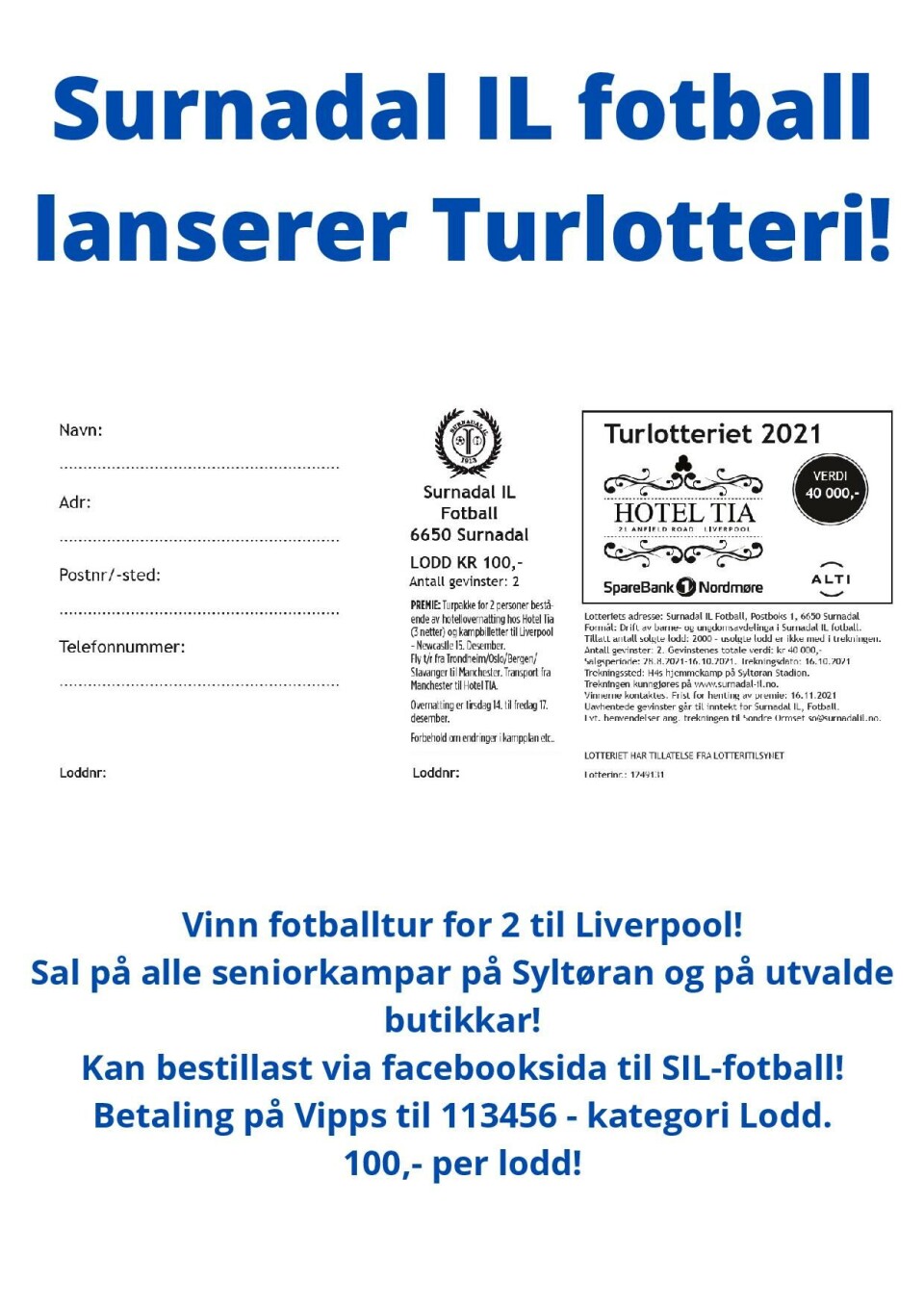Surnadal IL fotball med turlotteri