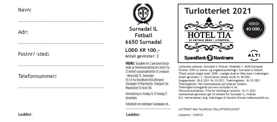 Surnadal IL fotball med turlotteri