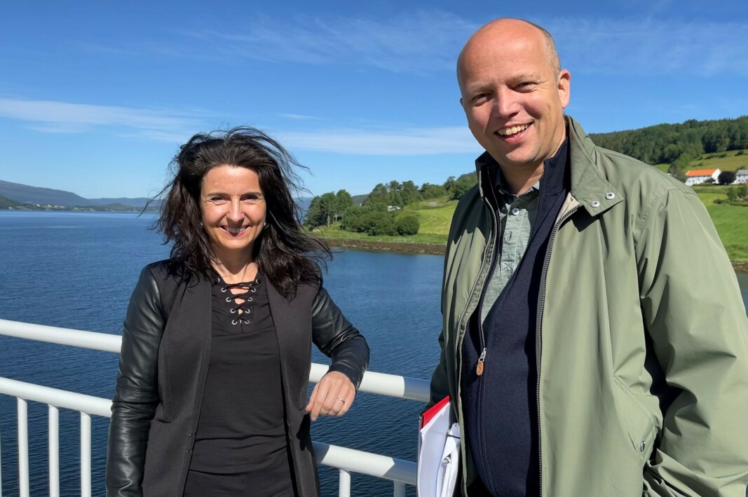 Jenny Klinge og Trygve Slagsvold Vedum på ferga Kvanne -Røkkum Jenny Klinge og Trygve Slagsvold Vedum på ferga Kvanne -Røkkum