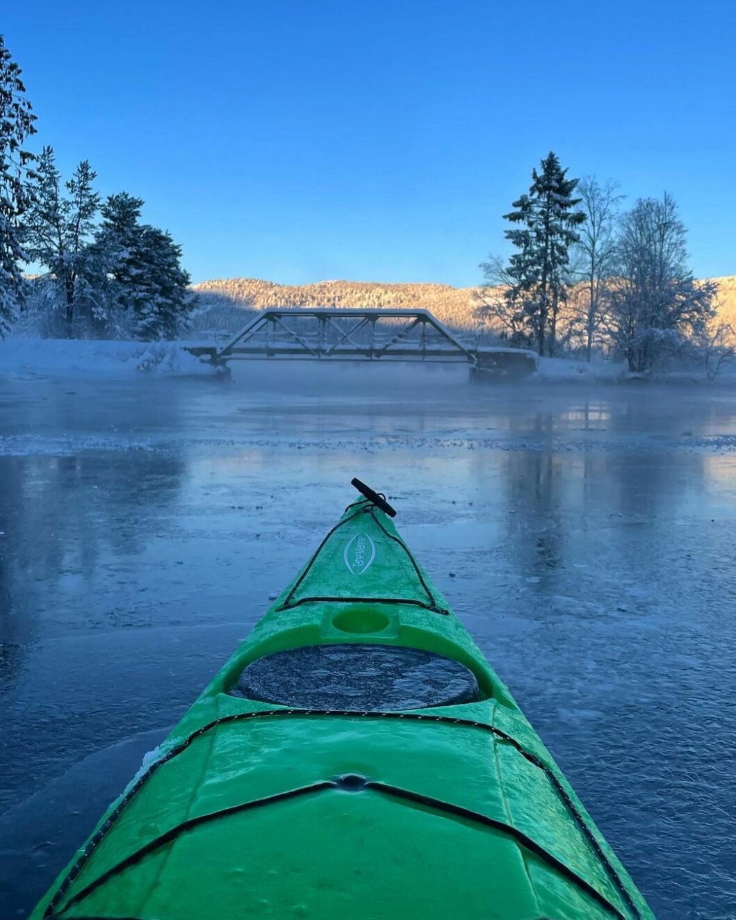 Vintersesongen er igang. -15 grader og rolig elv. Vakkert. Vintersesongen er igang. -15 grader og rolig elv. Vakkert.