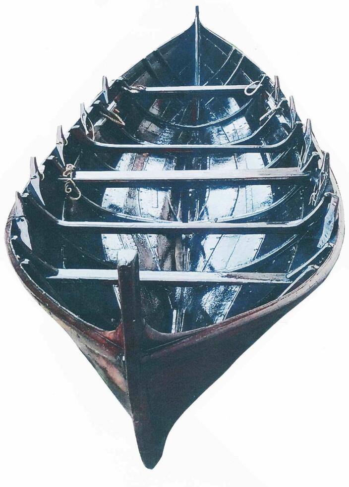 «Fosnabåten»: Prakteksemplar av klinkabåt - bygd av Ole Andersen Reiten i 1870-åra.