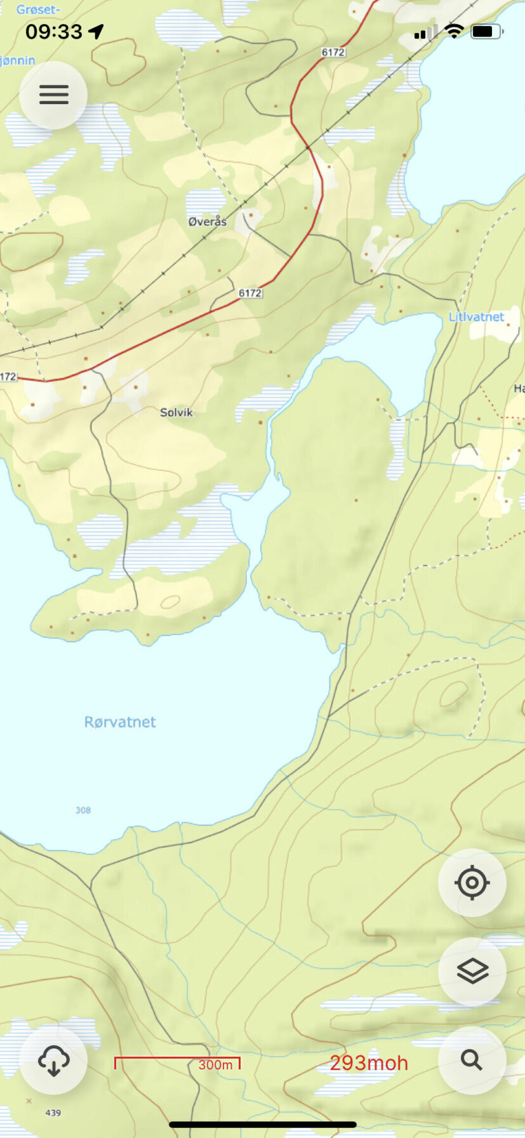 Norgeskart viser at kanalen har en lengde på ca 700 m.