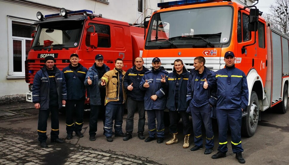 Glade og veldig takknemlege brannfolk i Ukraina.