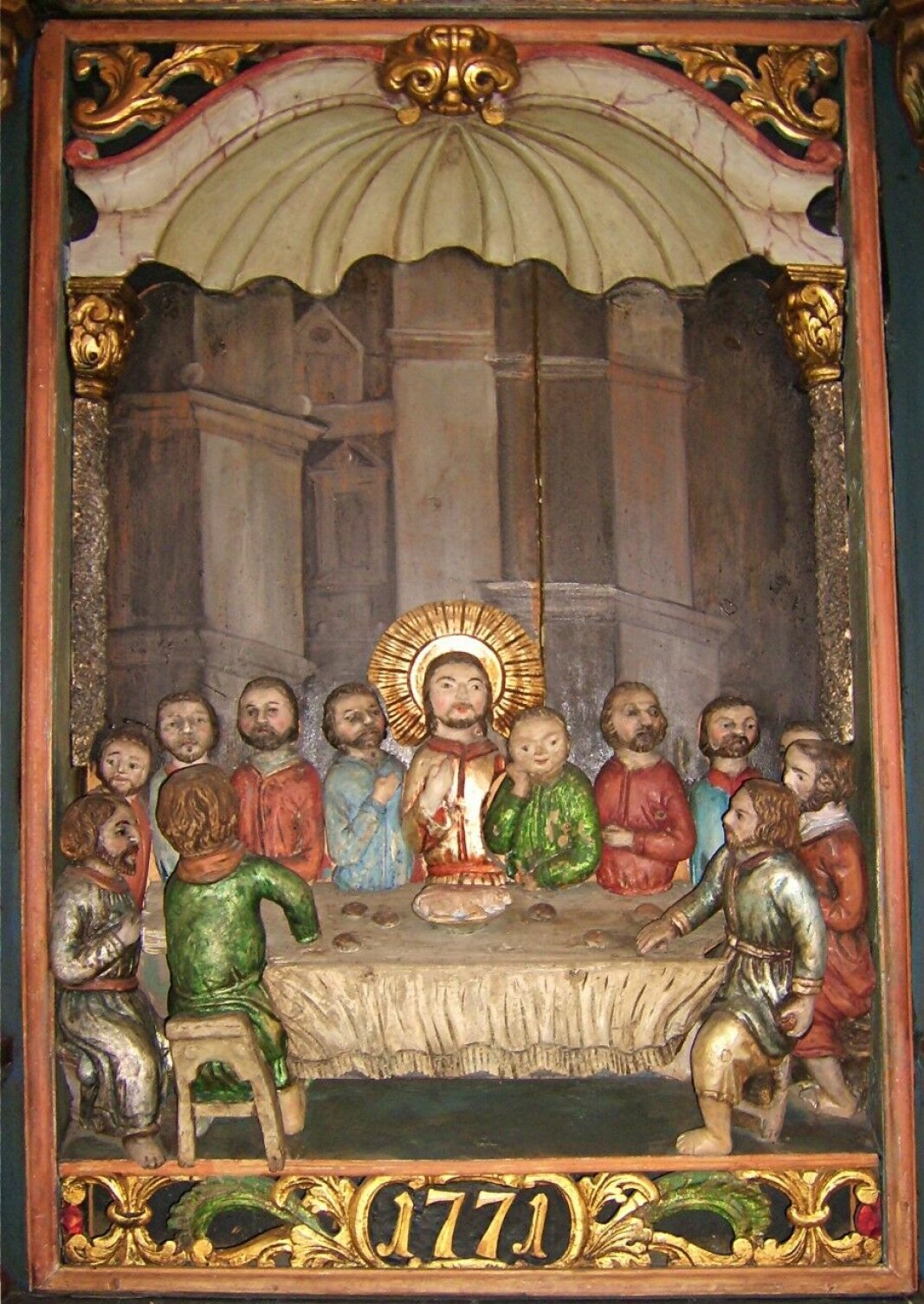 Ole Joensen Kolset laga altartavla til Bremsnes kyrkje i 1771.