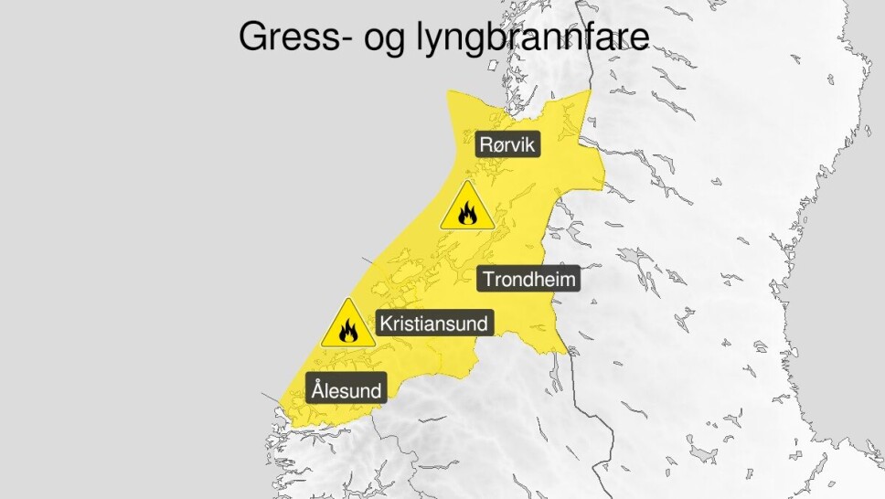 Gult farevarsel for gress- og lyngbrann