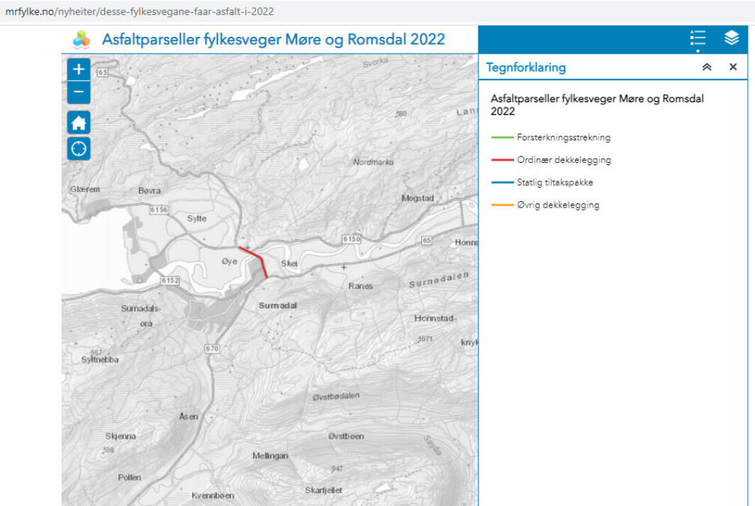 Skjermdump frå Møre og Romsdal fylkeskommune si nettside. Skjermdump frå Møre og Romsdal fylkeskommune si nettside.
