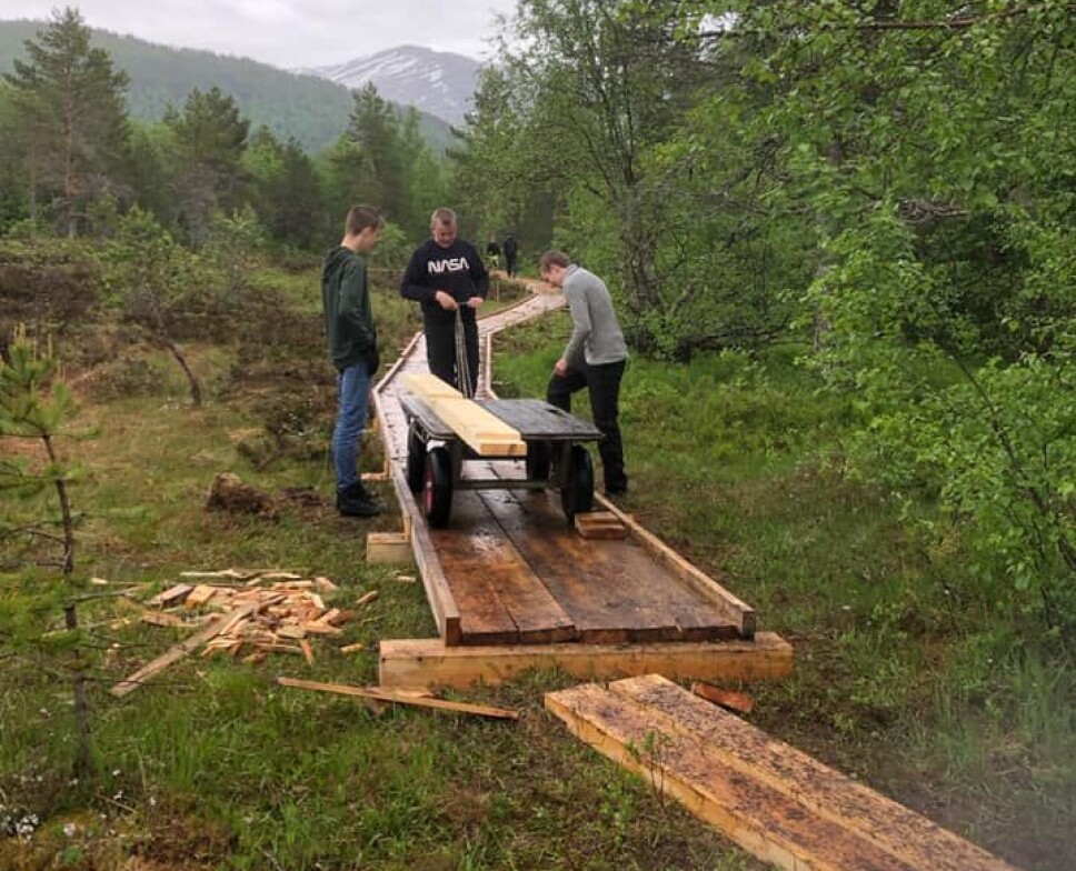 Dyktige dugnadsarbeidarar på kavlvegen