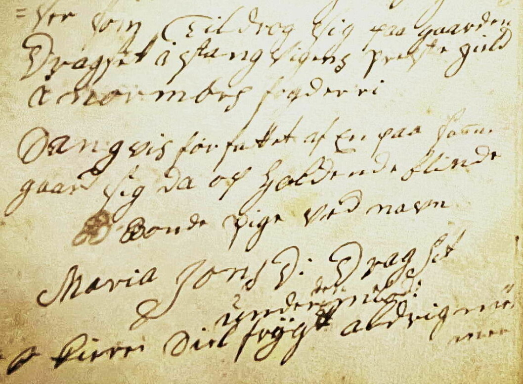 Frå notisboka der 12-årige Lars Isachsen Mo skreiv av (den trykte) Dragset-visa i mai 1777.