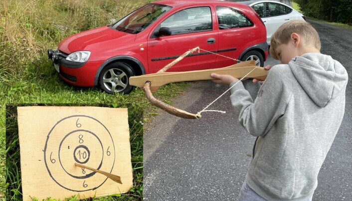 Stø skyttar: Syver (12) trefte godt med «hardbusta». Og som på større stemne må fotomontasjen syne treff på skiva! Stø skyttar: Syver (12) trefte godt med «hardbusta». Og som på større stemne må fotomontasjen syne treff på skiva!