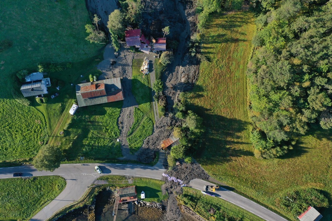 Skredet ved Heim sett fra drone Skredet ved Heim sett fra drone