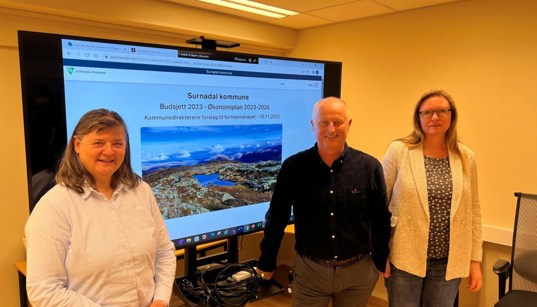 Tove Elin Strand, Knut Haugen og Gunhild Eidsli presenterte budsjettforslaget for 2023. Tove Elin Strand, Knut Haugen og Gunhild Eidsli presenterte budsjettforslaget for 2023.