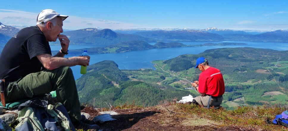 Mot vest er det fjordutsikt til Ålvundfjorden og Stangvikfjorden. Og ferja på veg fra Rykkjem til Kvanne.