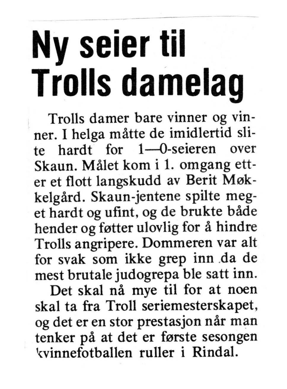 Faksimile fra 1980, truleg avisa Sør-Trøndelag