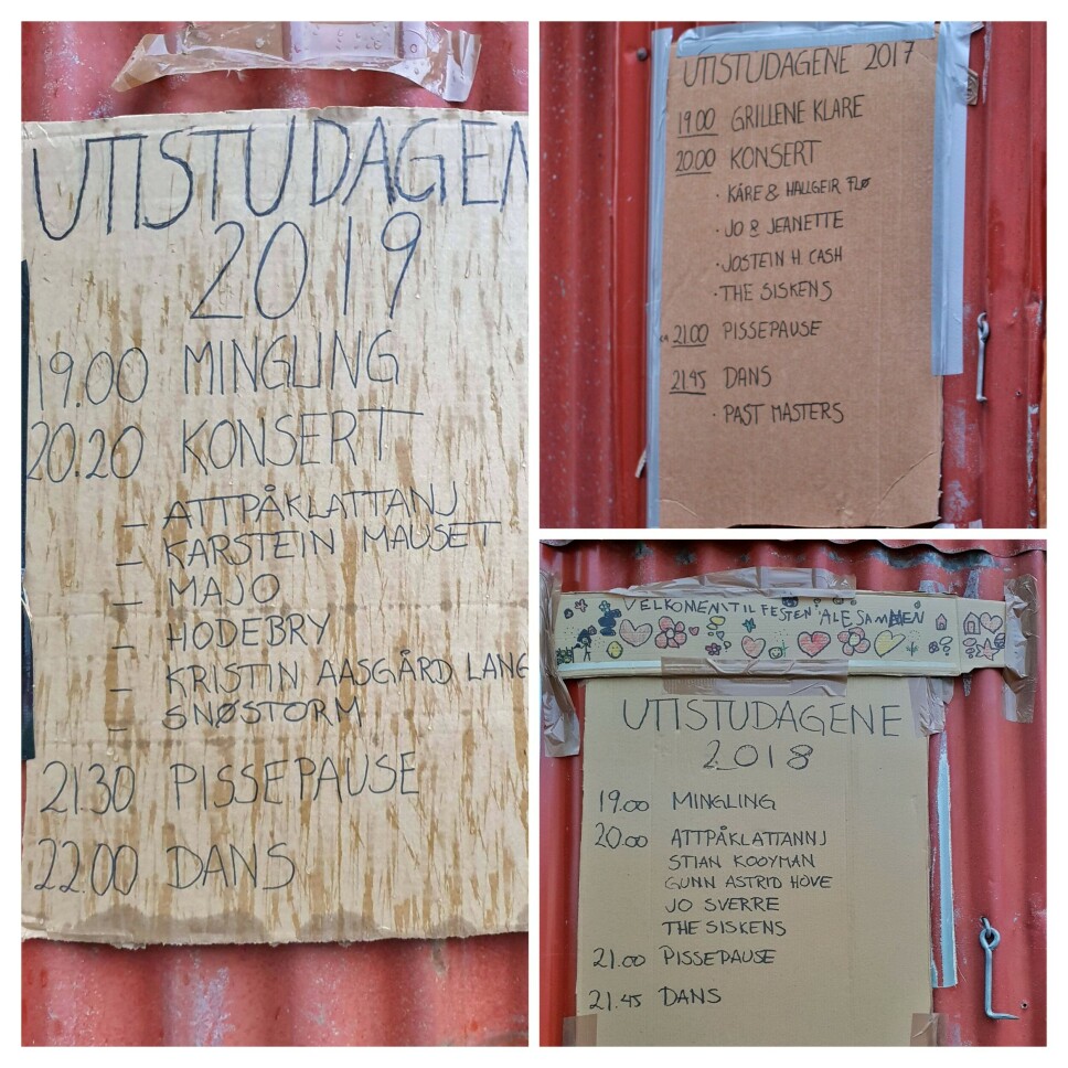 Plakaten for Utistudagene er berre eit utgangspunkt, som regel blir det fleire band eller vokalistar som melder seg på i løpet av kvelden.
