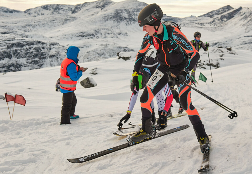 Aron Rodal Haugen tar med seg to medaljer fra verdenscupavslutningen i Randonee. Her fra et renn på Kårvatn