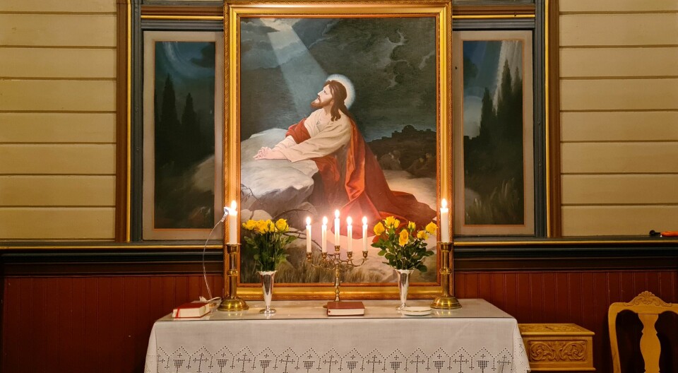 Alterbilde Øvre Rindal kapell Jesus ber i Getsemane