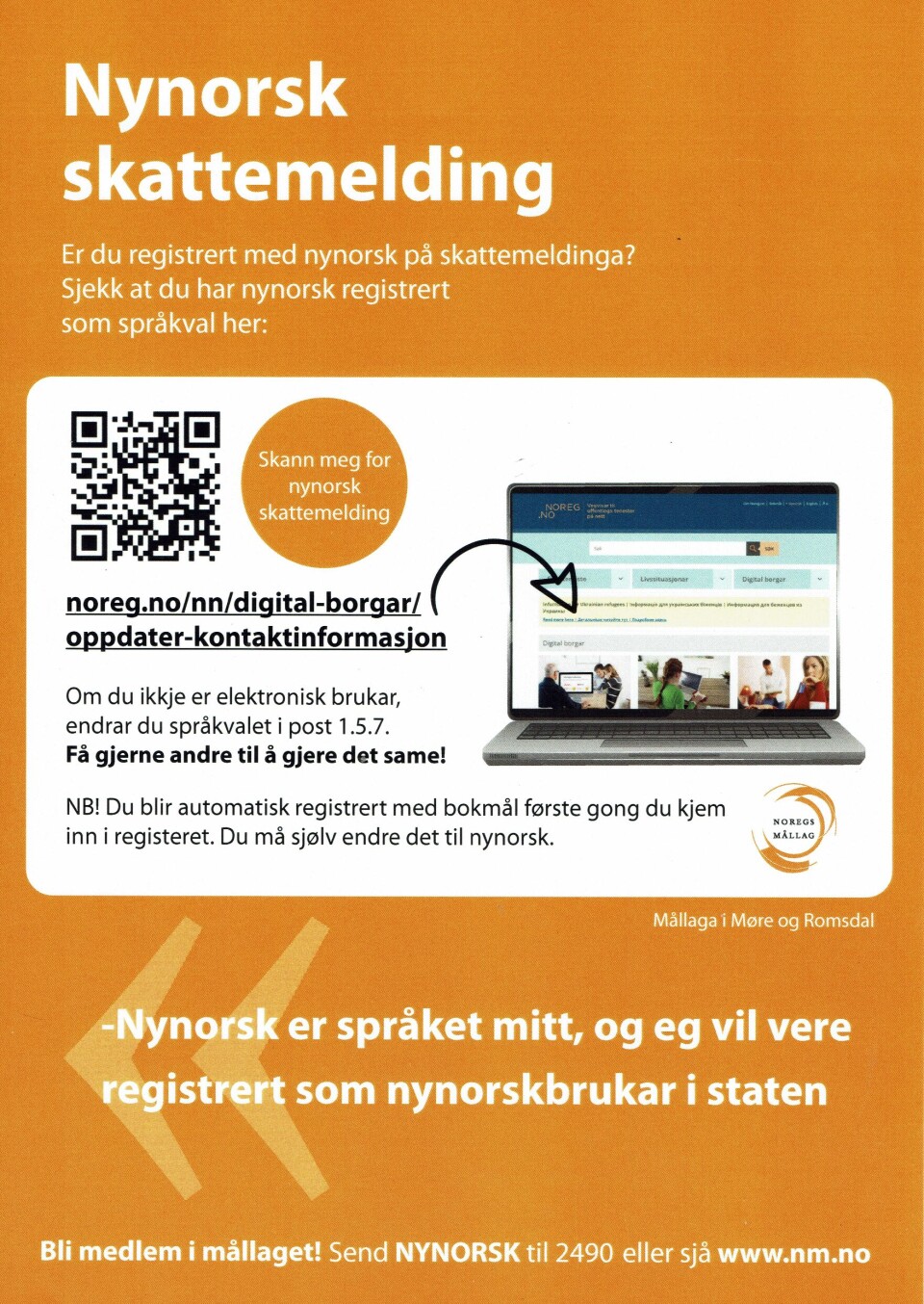 Aksjonsplakat En oransje plakat