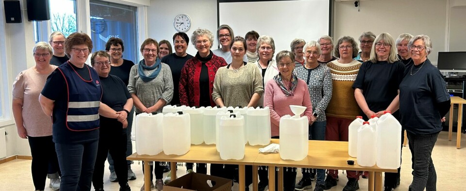 Omsorgsberedskapsgruppa i Rindal Sanitetsforening under øvelsen rent vatn.