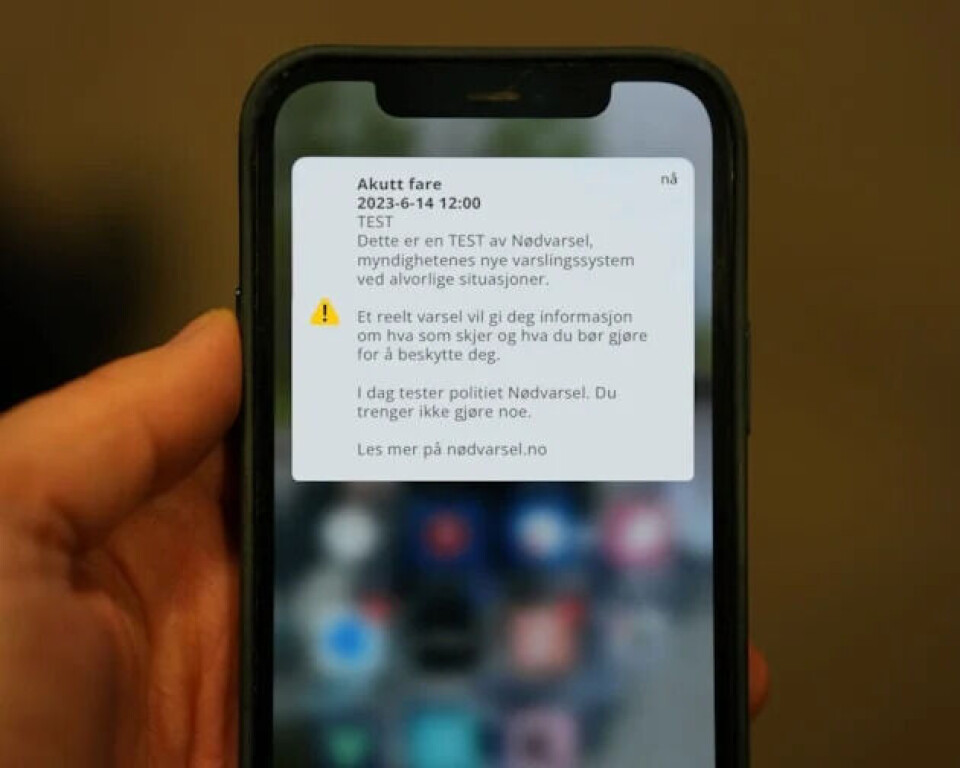 Test av Nødvarsel onsdag 14. juni