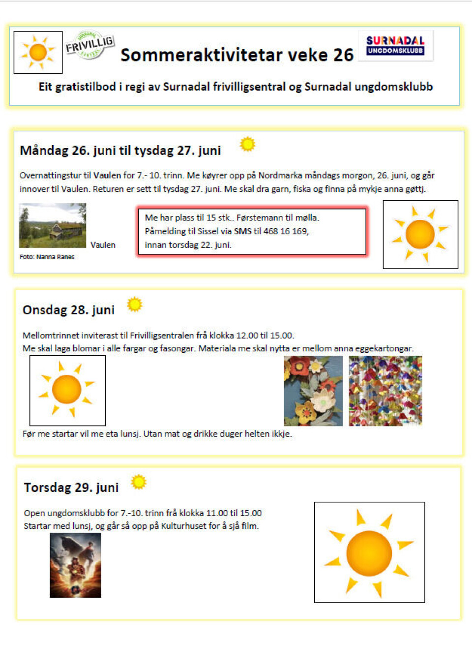 Gratistilbod til ungdom veke 26