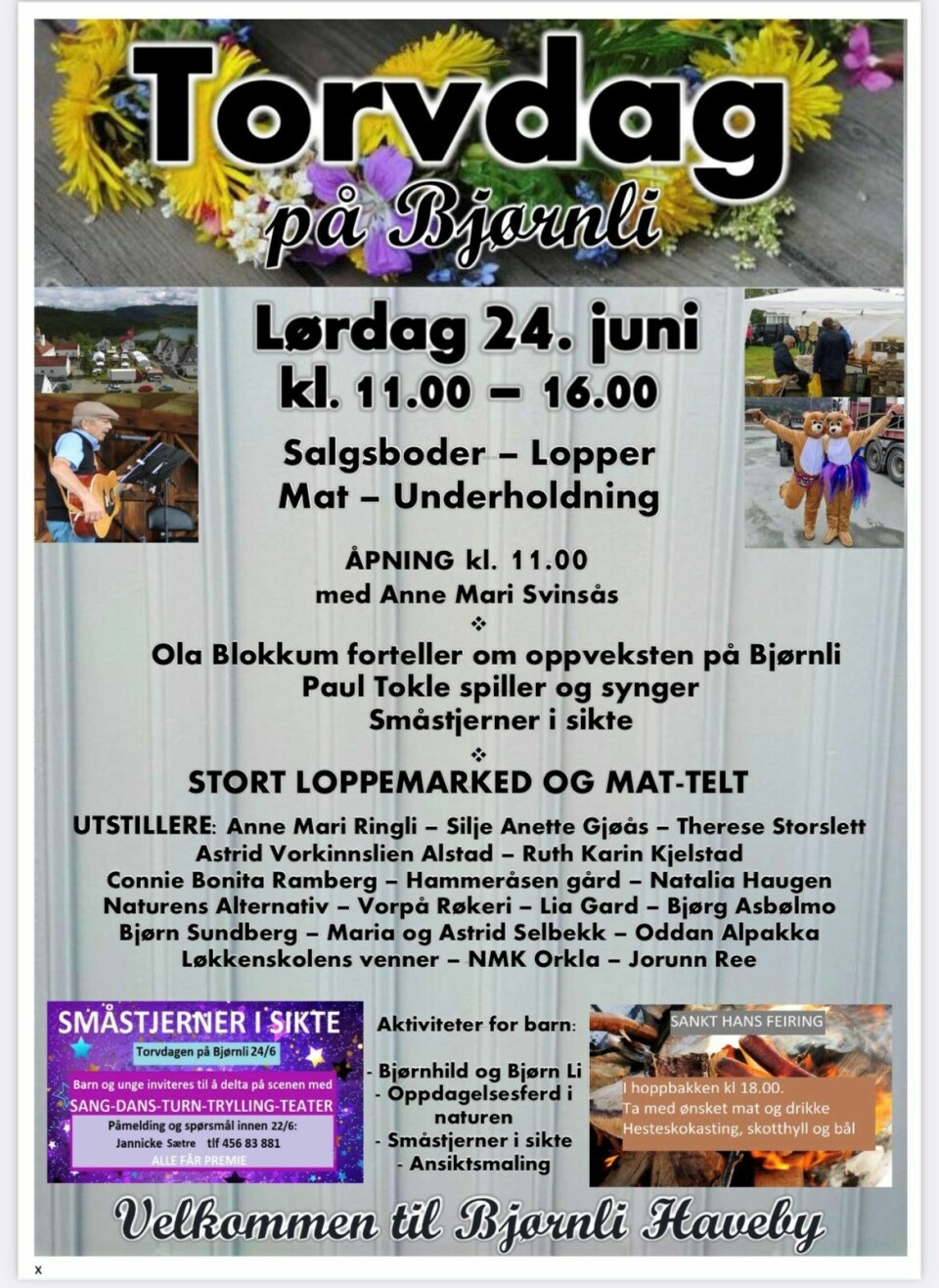Plakat om Torvdag på Bjørnli lørdag 24. juni 2023