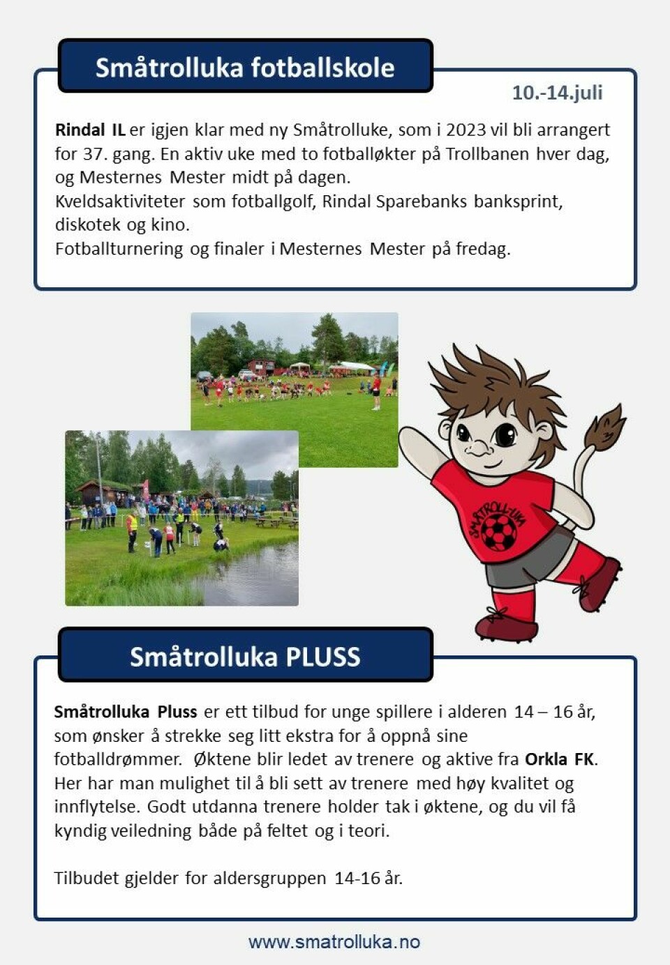 Program for Småtrolluka fotballskole.