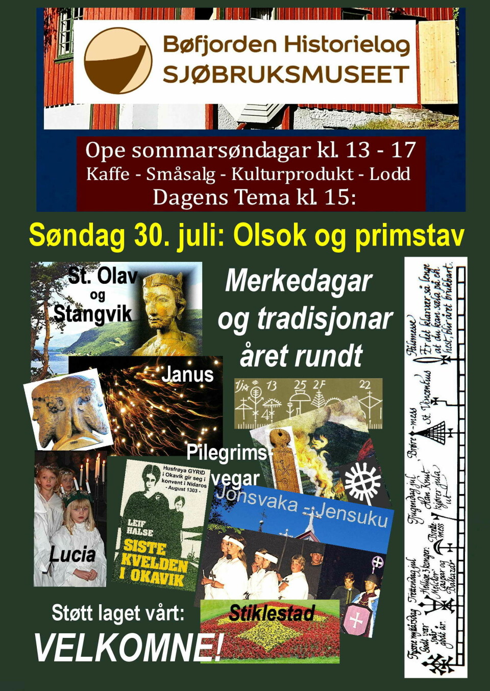 En plakat som viser programmet for Olsok