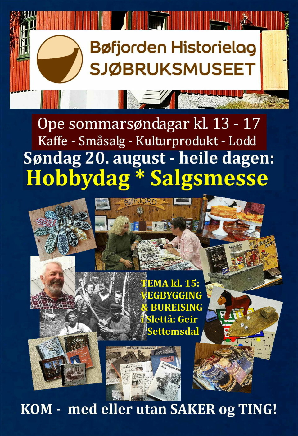 En plakat fra Bøfjorden Historielag Sjøbruksmuseet