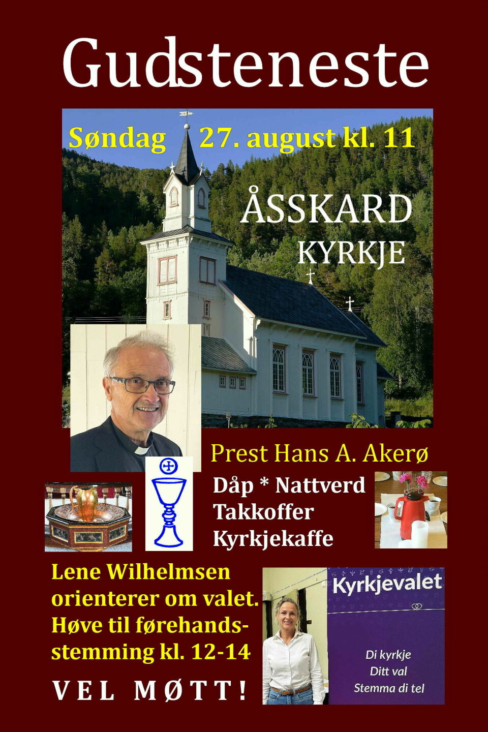 Plakat for et arrangement i Åsskars kirke