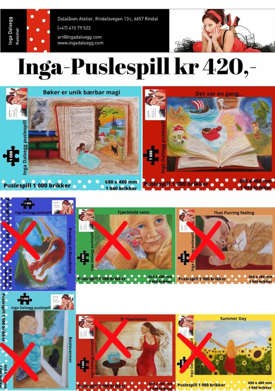 Gaveideer fra Dalalåven Puslespill med forskjellige motiver for 420 kroner.