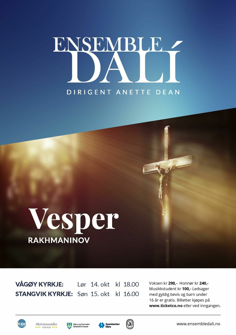 En plakat som viser konsert i Stangvik kirke søndag 15. oktober
