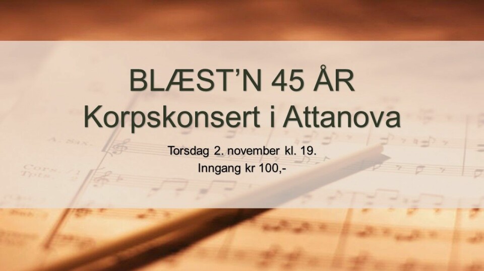 Konsert med Blæstn i Attanova 2. november klokken 19.00