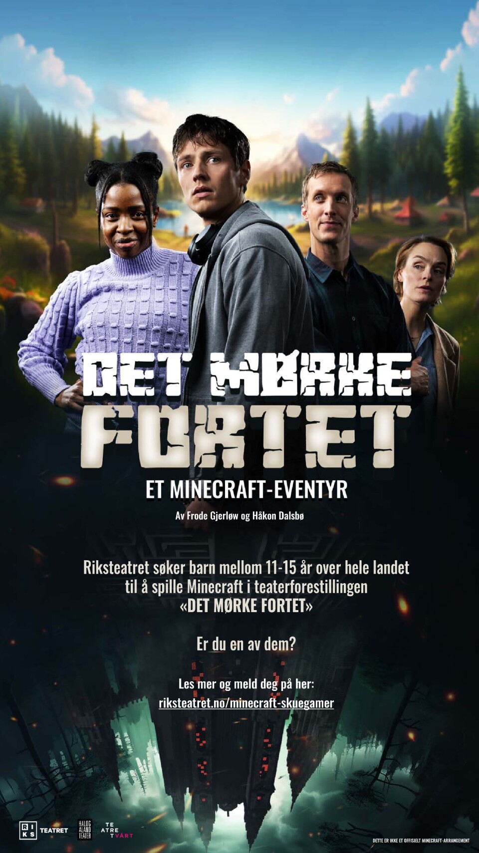 Riksteatret + Minecraft + Surnadal Plakat for 'Det mørke fortet'
