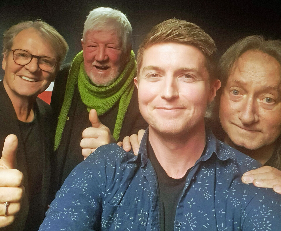 (frå v.) Erling Mylius, Tore Johansen, Brage Einum og Ivar Gafseth. 4 menn smiler til kameraet