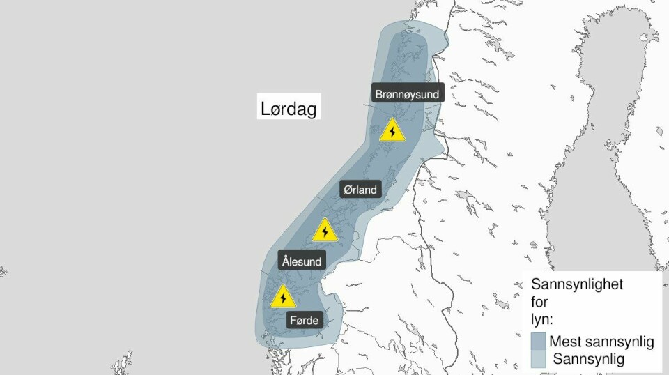 Kart med vær i Midt- Norge