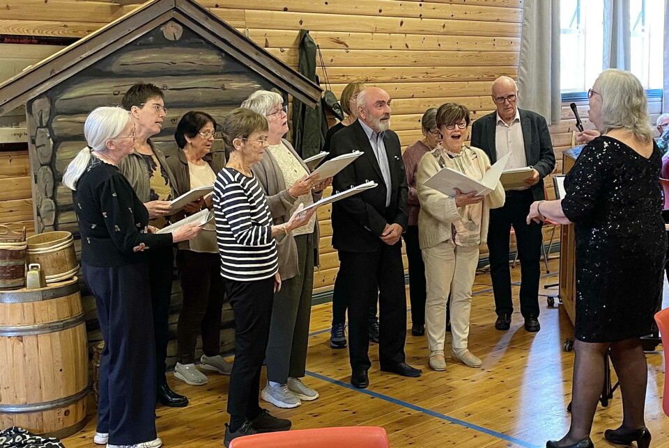 Halsa Demenskor (no HeimKlang) med assistentar gledde forsamlinga storleg. Dirigent er Turid Røen Kroknes.