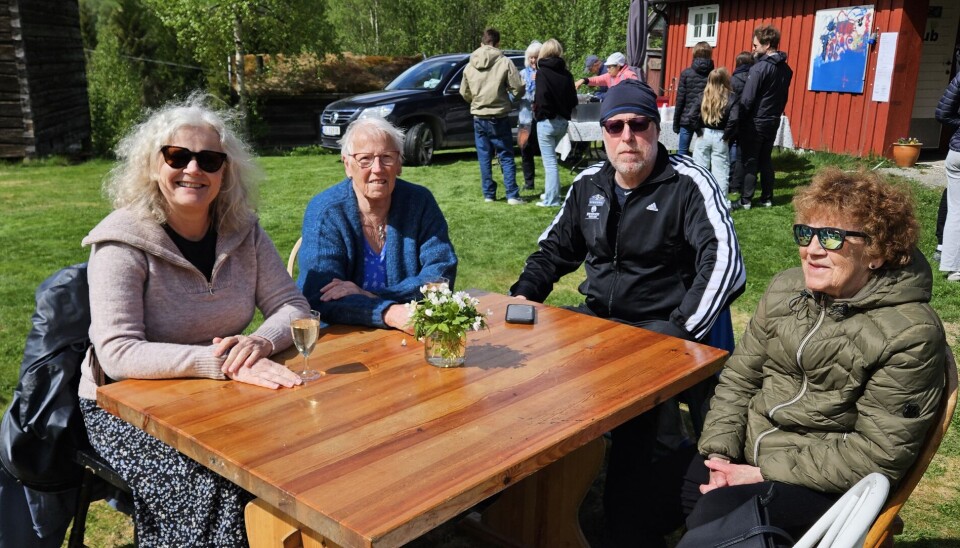 Sissel Gåsvand, Anne Karin Gåsvand og Ståle Hoff fra Trondheim hadde tatt turen ned fra feriestedet i Romundstadbygda. Her sammen med Astrid Gåsvand.