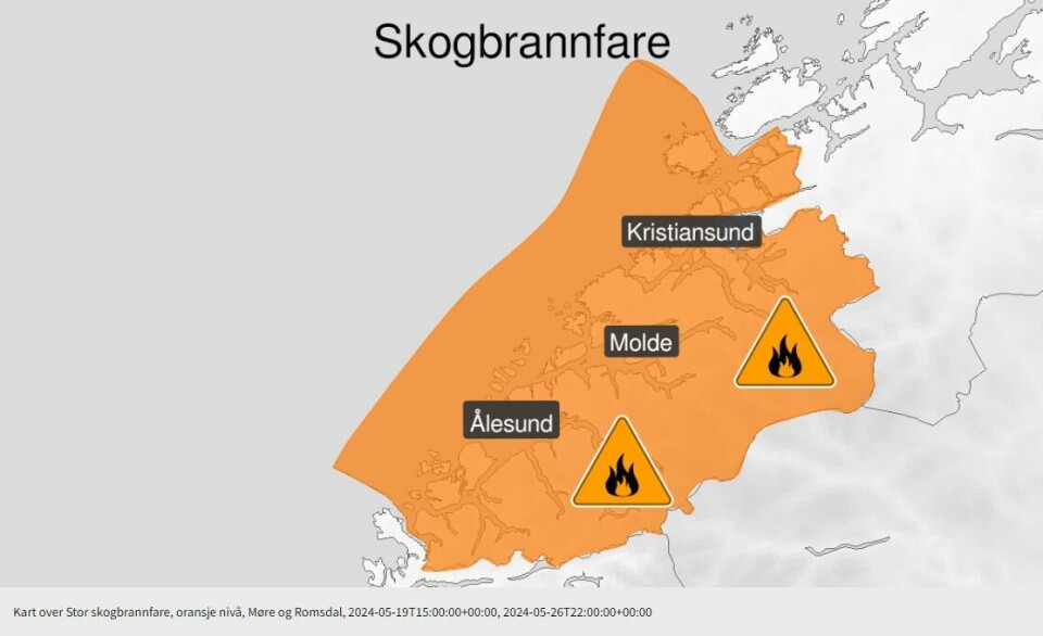 Statsforvaltaren har 23. mai sendt ut farevarsel om stor skogbrannfare.