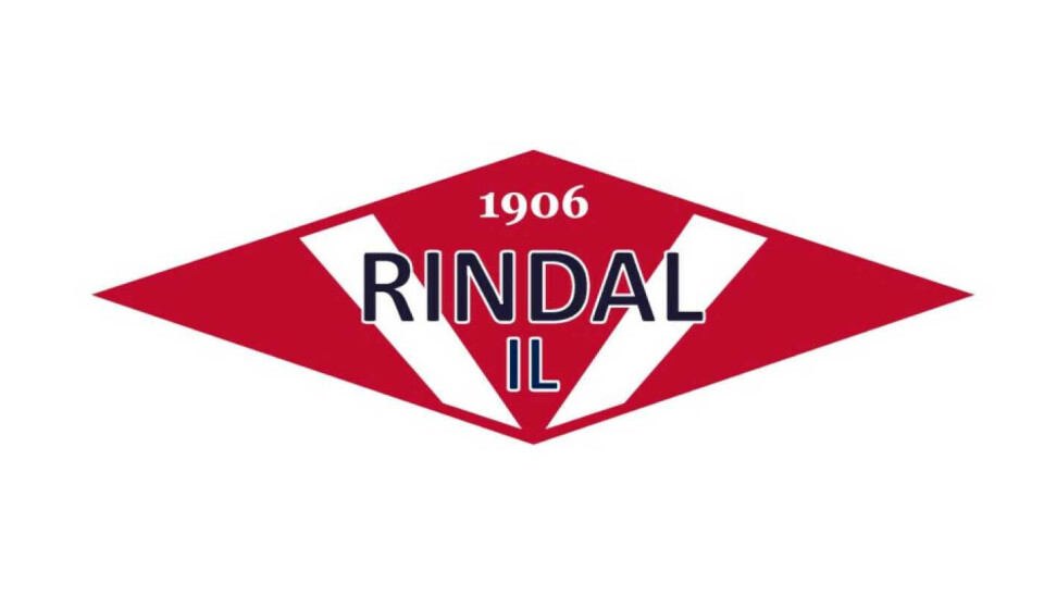 Aktiviteter Rindal IL – uke 35 - Endring av bane for G14 Rindal IL sin logo. Rød og hvit bakgrunn, 'Rindal IL' i blå skift, og årstallet 1906 i hvitt over.